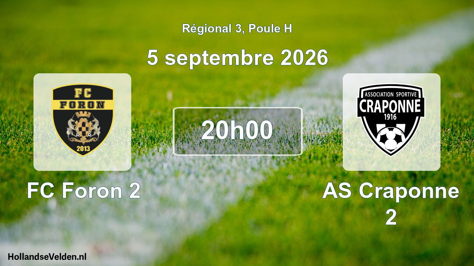 Match programmé: FC Foron 2 - AS Craponne 2 (5 septembre 2026)