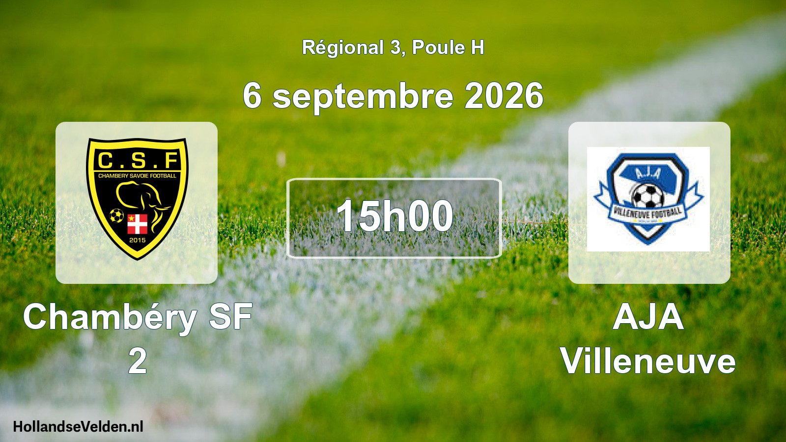 Match programmé: Chambéry SF 2 - AJA Villeneuve (6 septembre 2026)