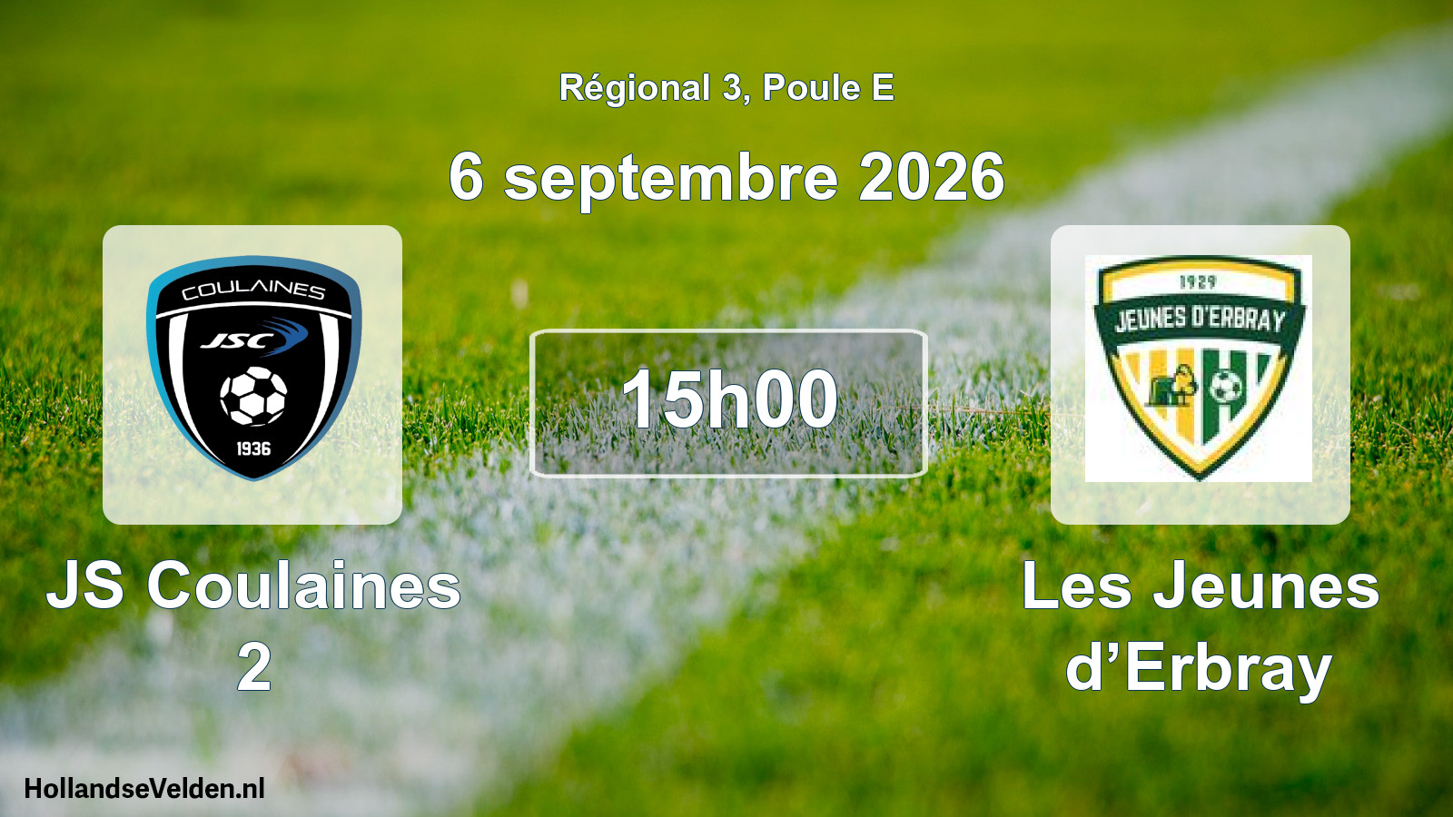 Scheduled Match: JS Coulaines 2 - Les Jeunes d’Erbray (6 September 2026)