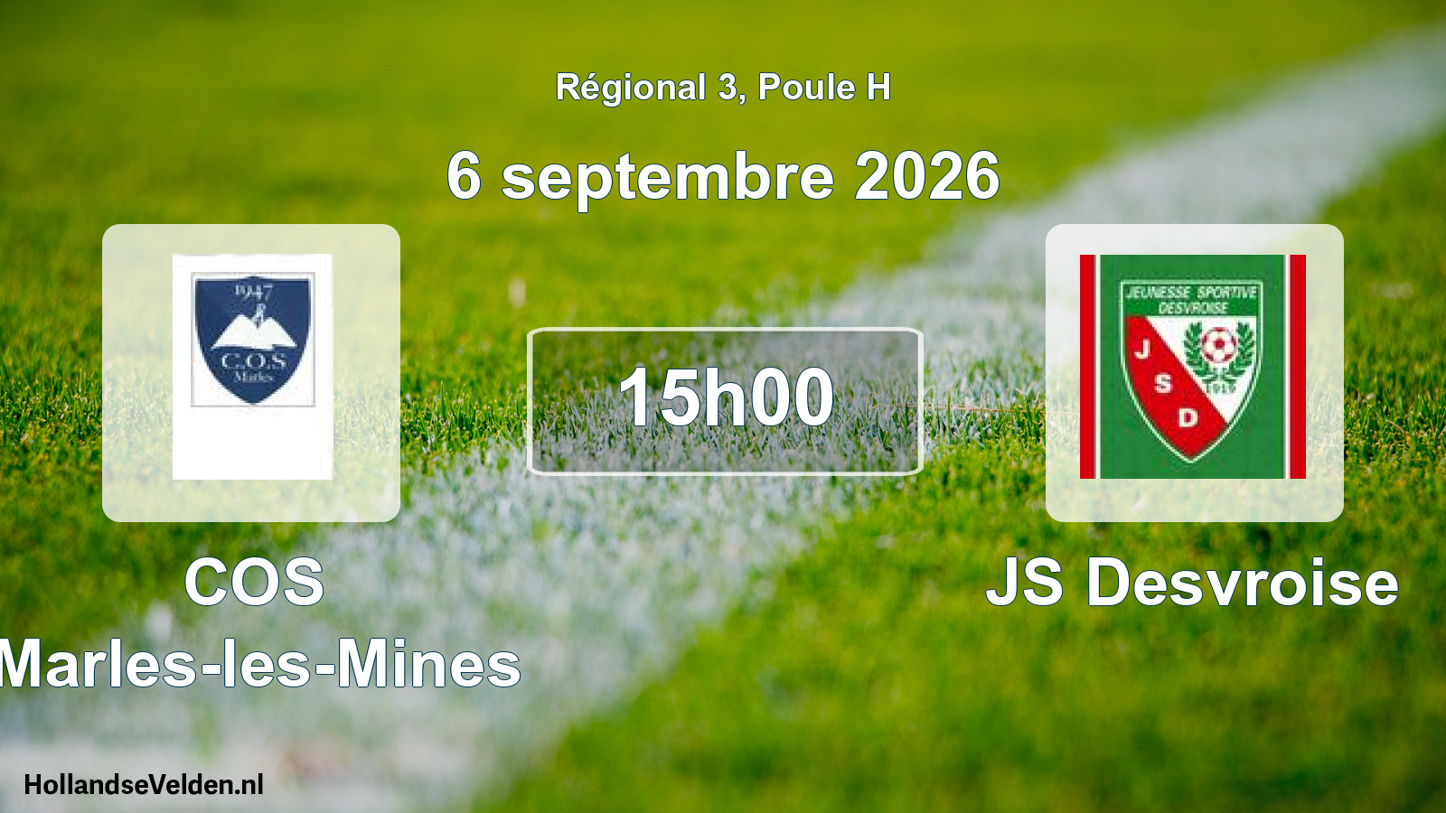 Scheduled Match: COS Marles-les-Mines - JS Desvroise (6 September 2026)
