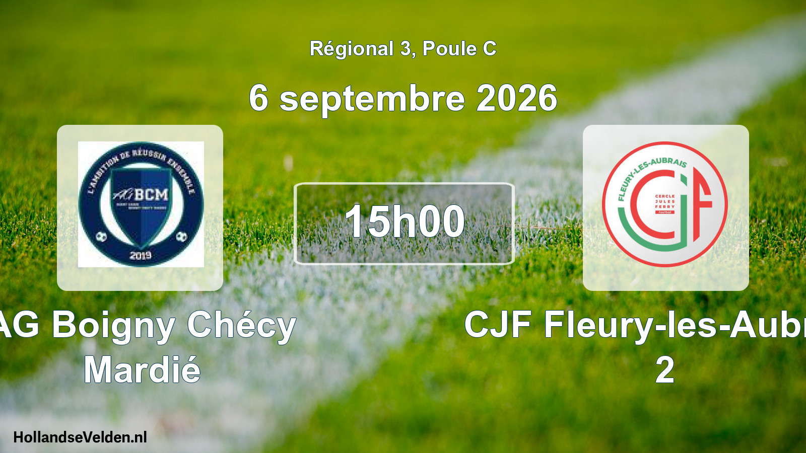 Scheduled Match: AG Boigny Chécy Mardié - CJF Fleury-les-Aubrais 2 (6 September 2026)