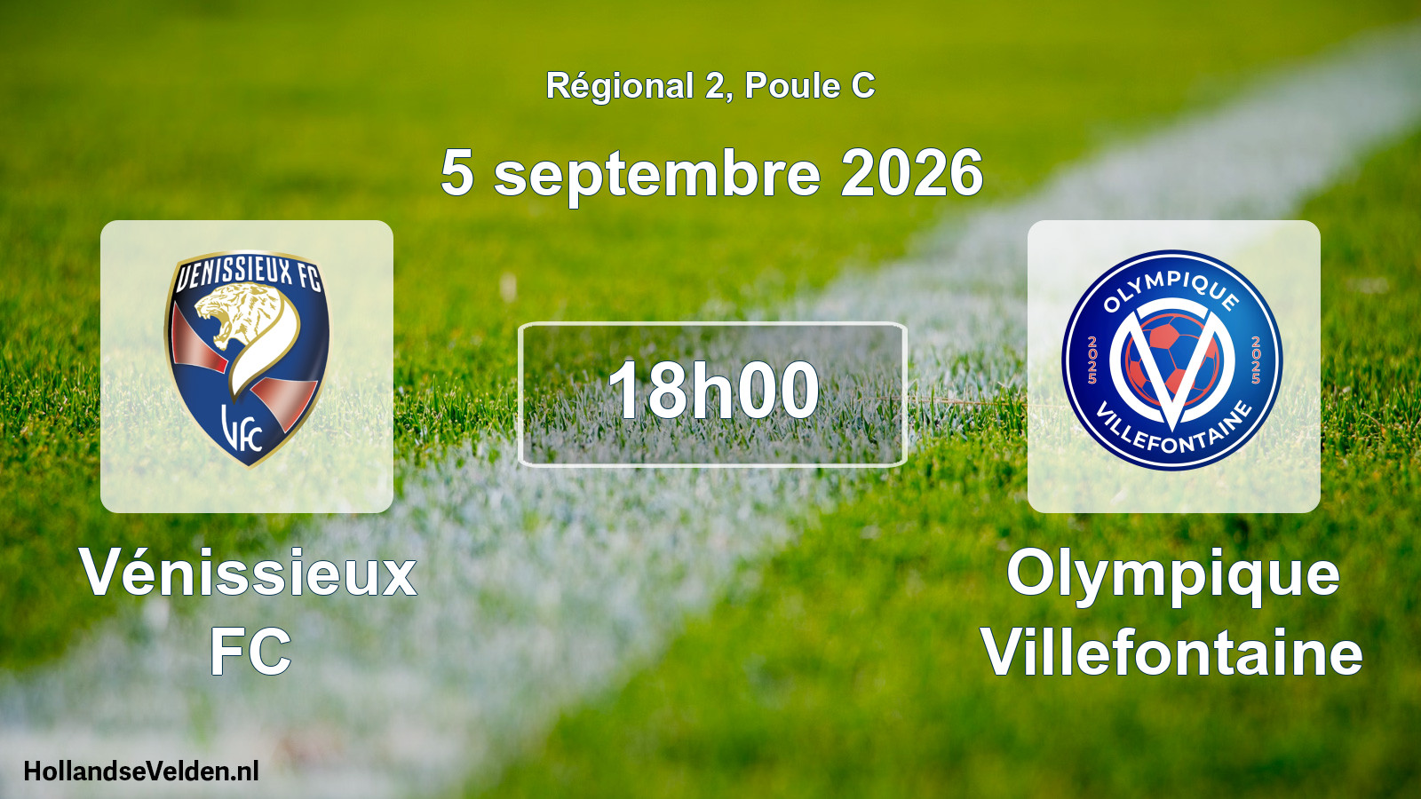 Match programmé: Vénissieux FC - Olympique Villefontaine (5 septembre 2026)