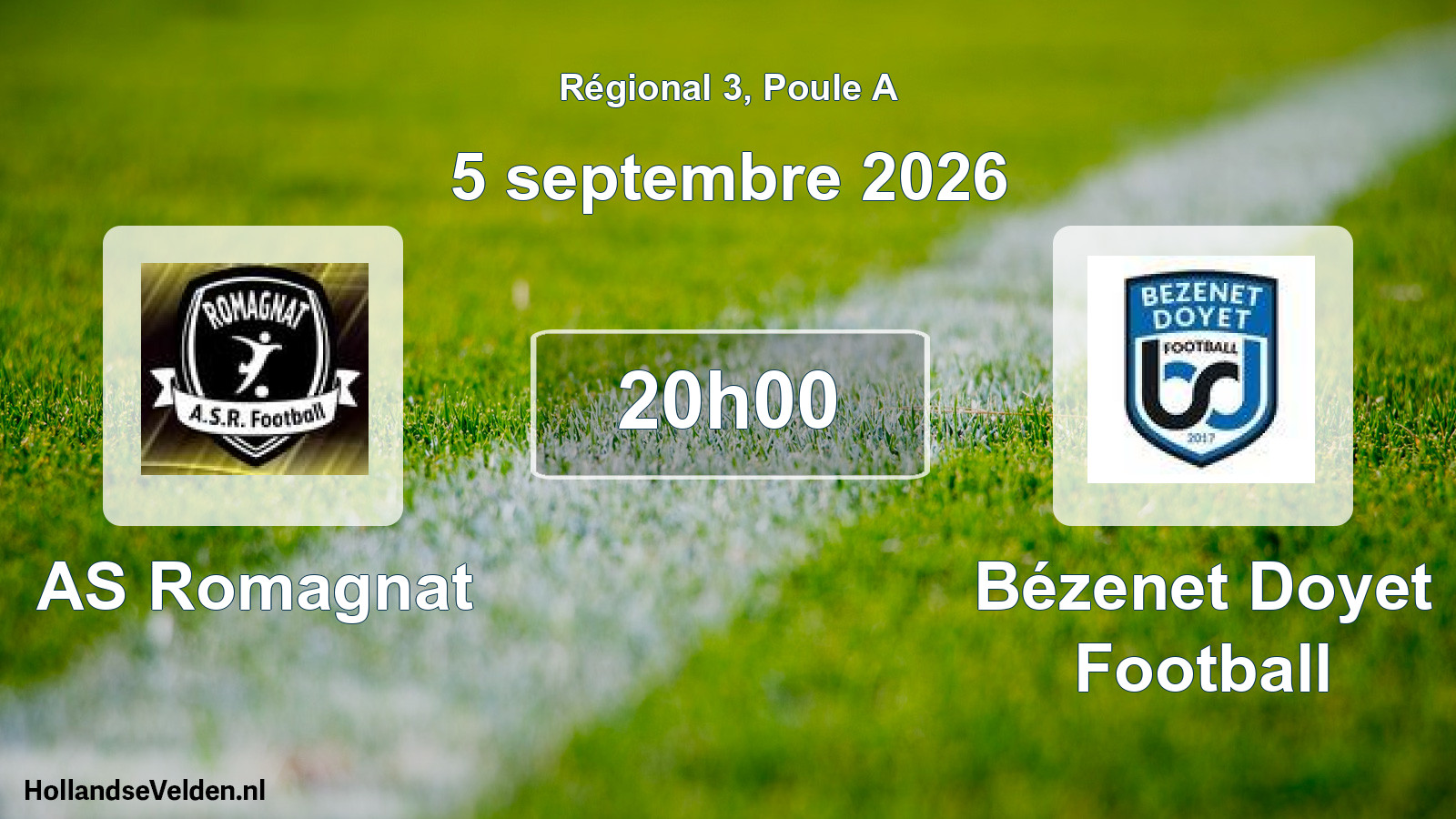 Match programmé: AS Romagnat - Bézenet Doyet Football (5 septembre 2026)