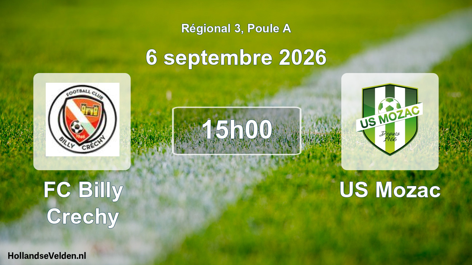 Match programmé: FC Billy Crechy - US Mozac (6 septembre 2026)