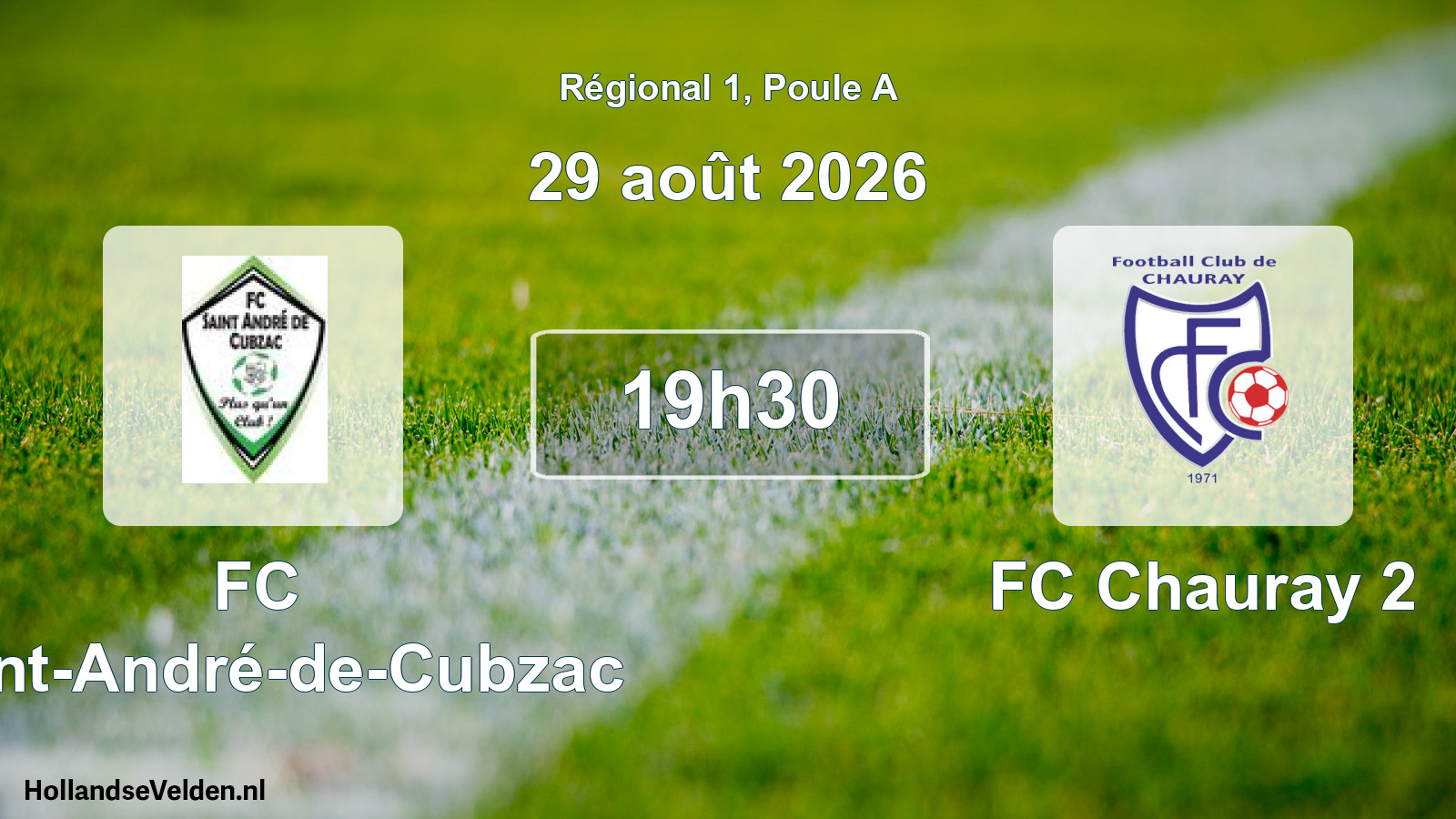 Scheduled Match: FC Saint-André-de-Cubzac - FC Chauray 2 (29 August 2026)