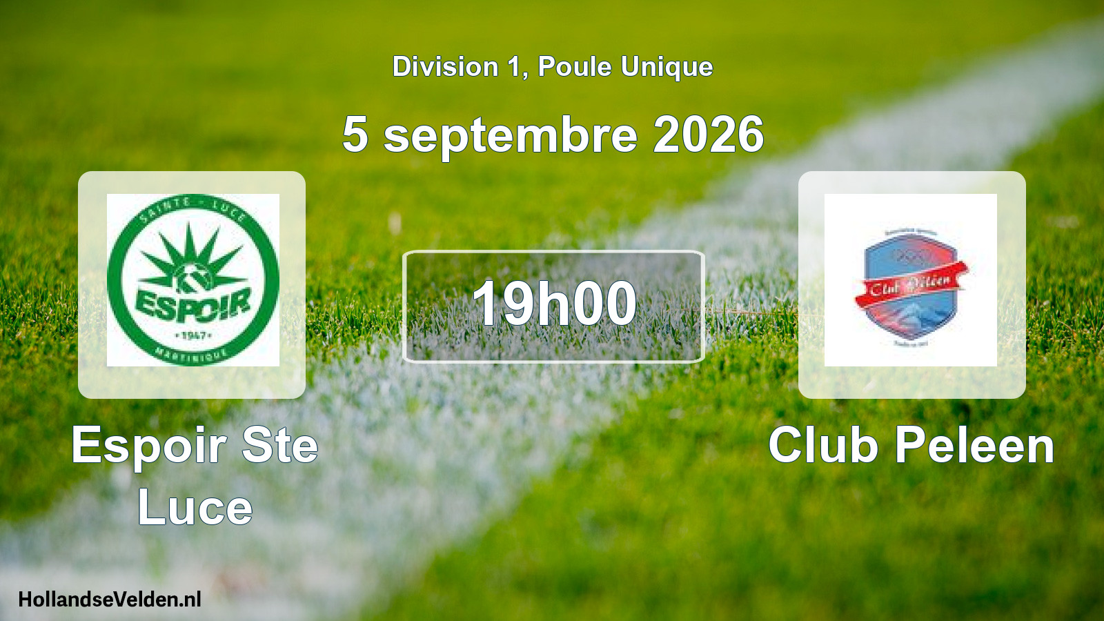 Match programmé: Espoir Ste Luce - Club Peleen (5 septembre 2026)