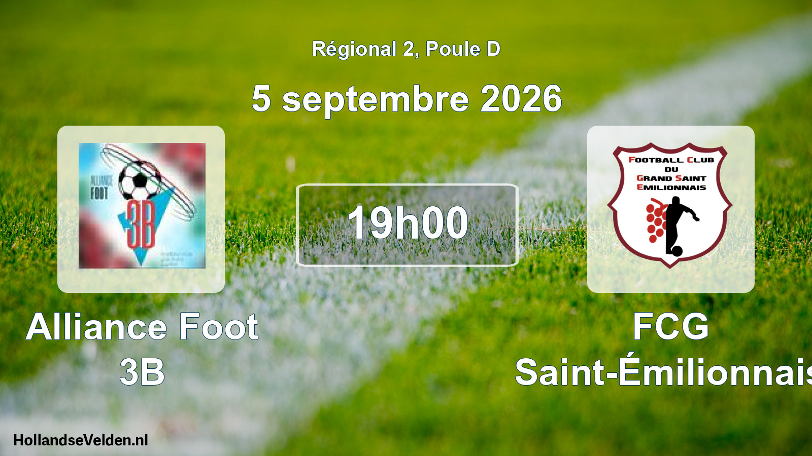 Scheduled Match: Alliance Foot 3B - FCG Saint-Émilionnais (5 September 2026)