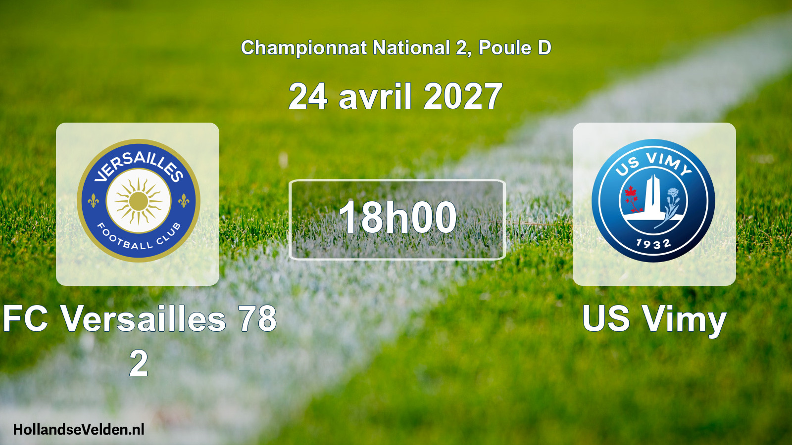 Match programmé: FC Versailles 78 2 - US Vimy (24 avril 2027)