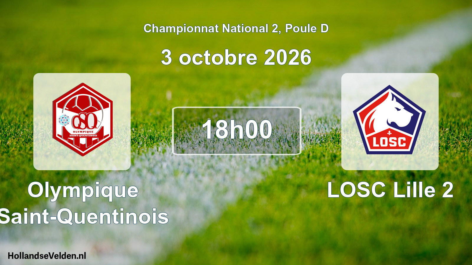 Match programmé: Olympique Saint-Quentinois - LOSC Lille 2 (3 octobre 2026)