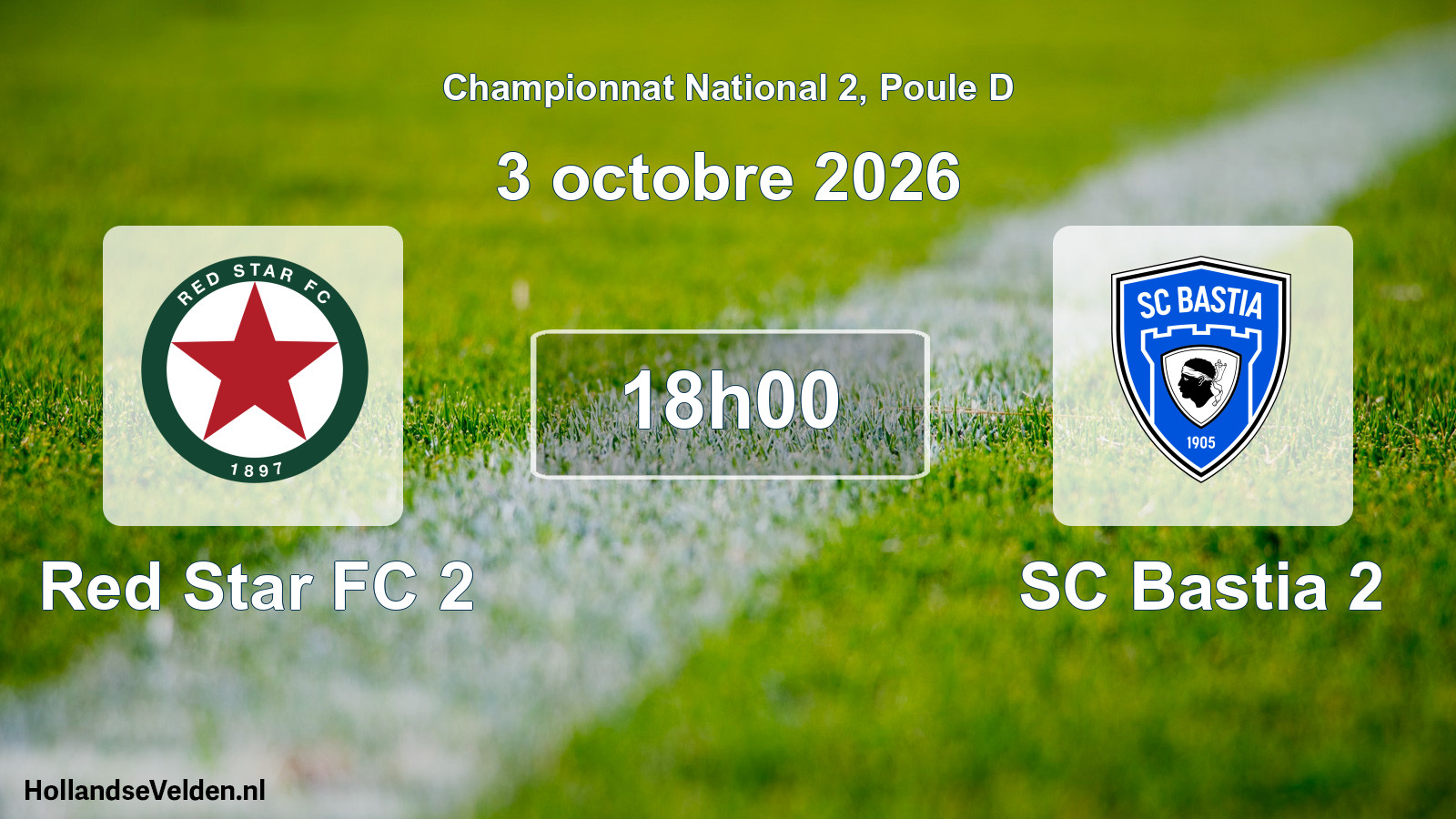 Match programmé: Red Star FC 2 - SC Bastia 2 (3 octobre 2026)