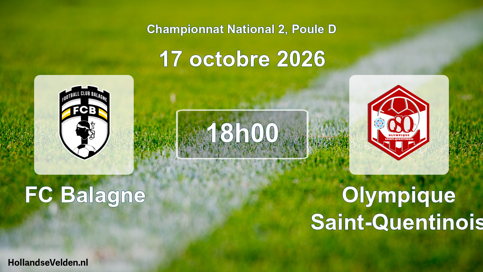 Match programmé: FC Balagne - Olympique Saint-Quentinois (17 octobre 2026)