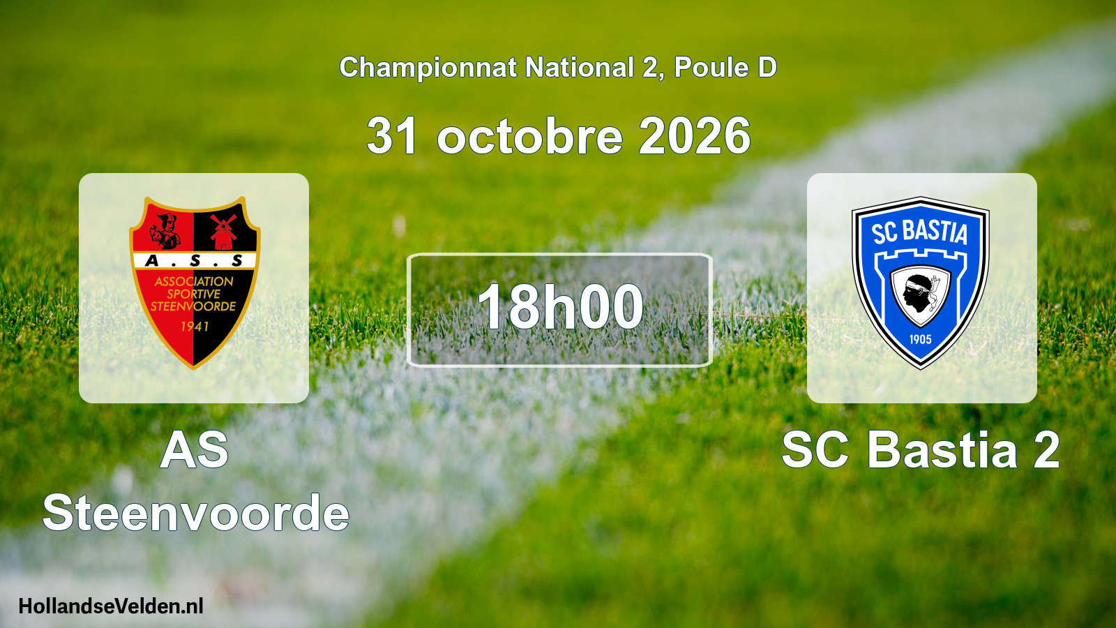 Match programmé: AS Steenvoorde - SC Bastia 2 (31 octobre 2026)