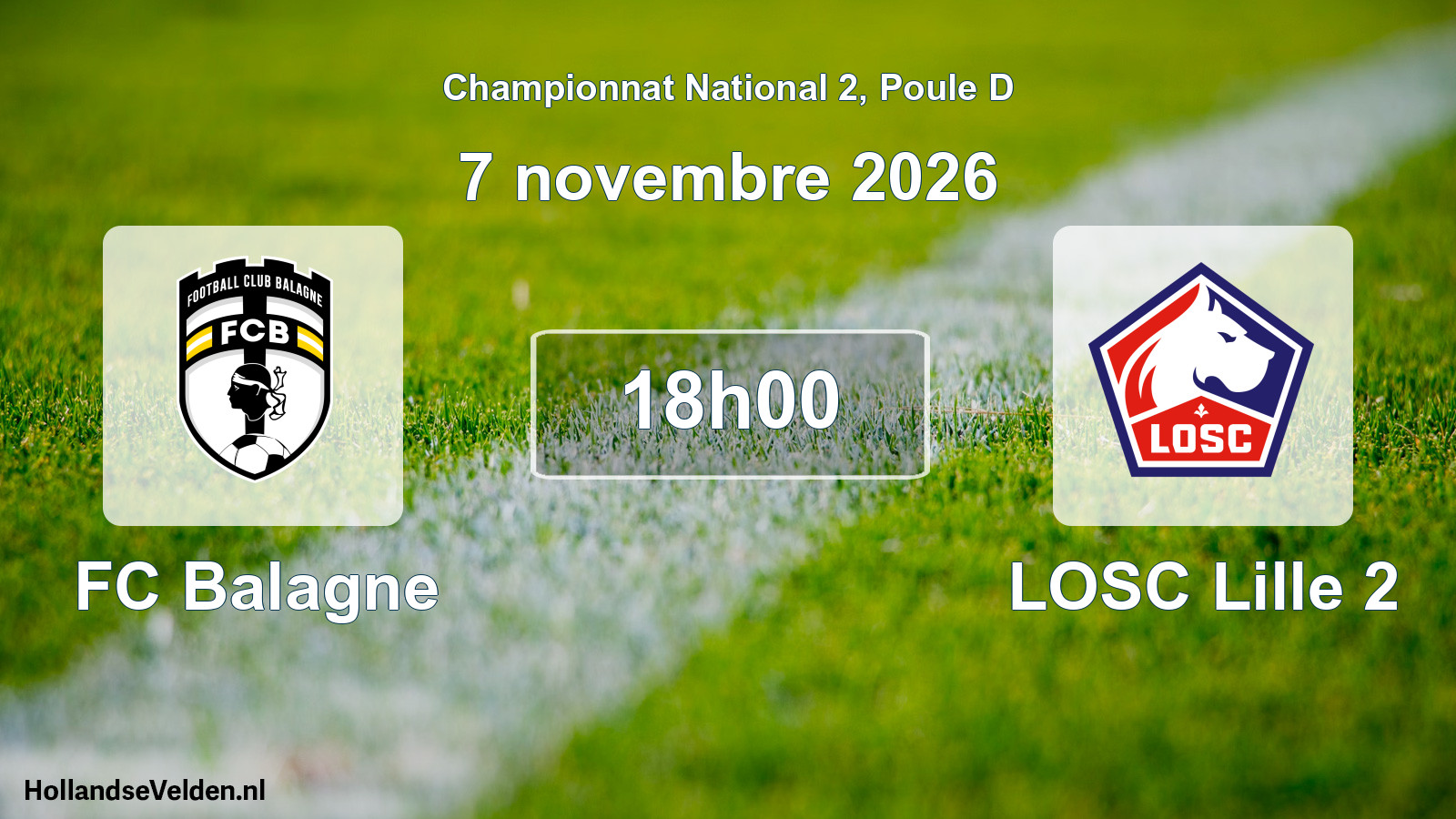 Match programmé: FC Balagne - LOSC Lille 2 (7 novembre 2026)