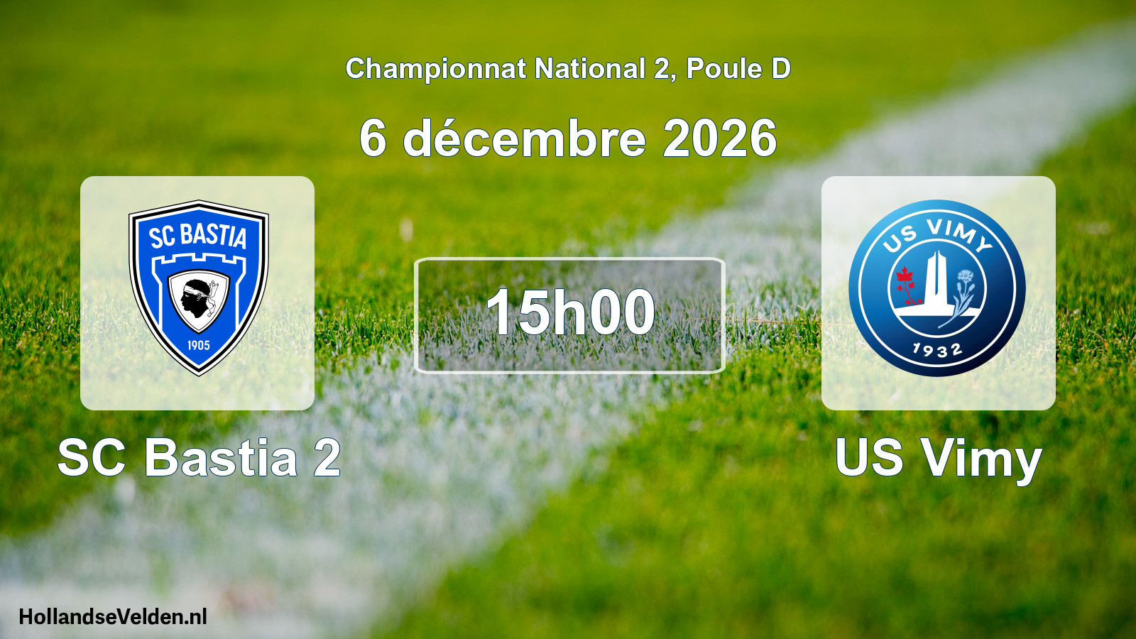 Scheduled Match: SC Bastia 2 - US Vimy (6 December 2026)