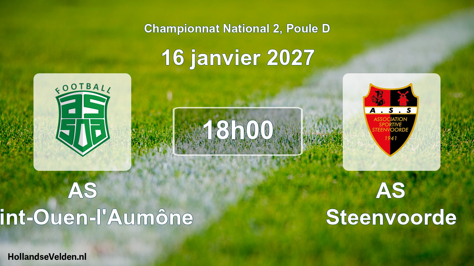 Match programmé: AS Saint-Ouen-l'Aumône - AS Steenvoorde (16 janvier 2027)