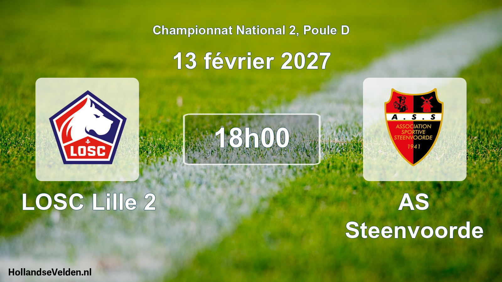 Match programmé: LOSC Lille 2 - AS Steenvoorde (13 février 2027)
