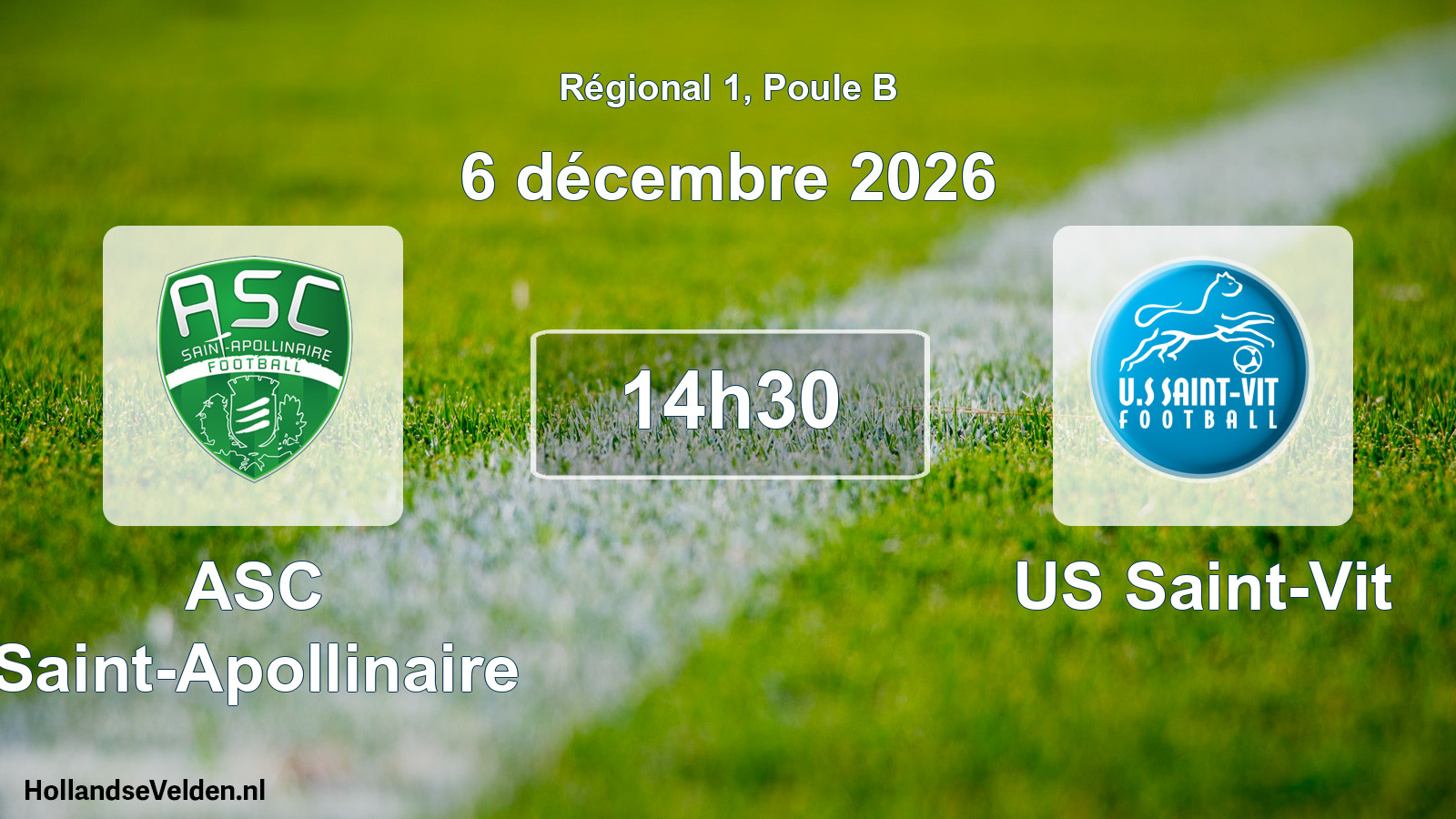 Match programmé: ASC Saint-Apollinaire - US Saint-Vit (6 décembre 2026)