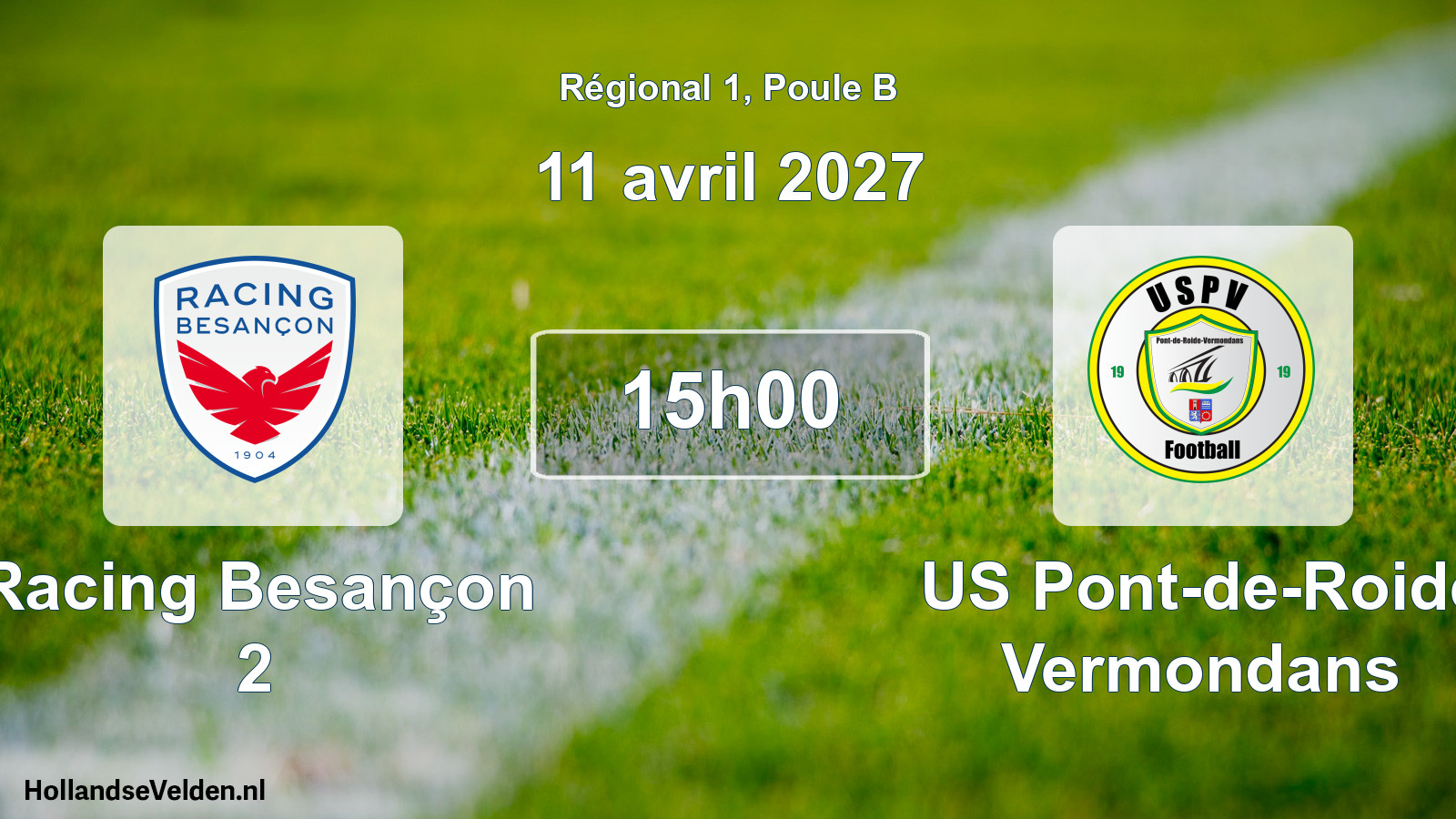 Match programmé: Racing Besançon 2 - US Pont-de-Roide Vermondans (11 avril 2027)