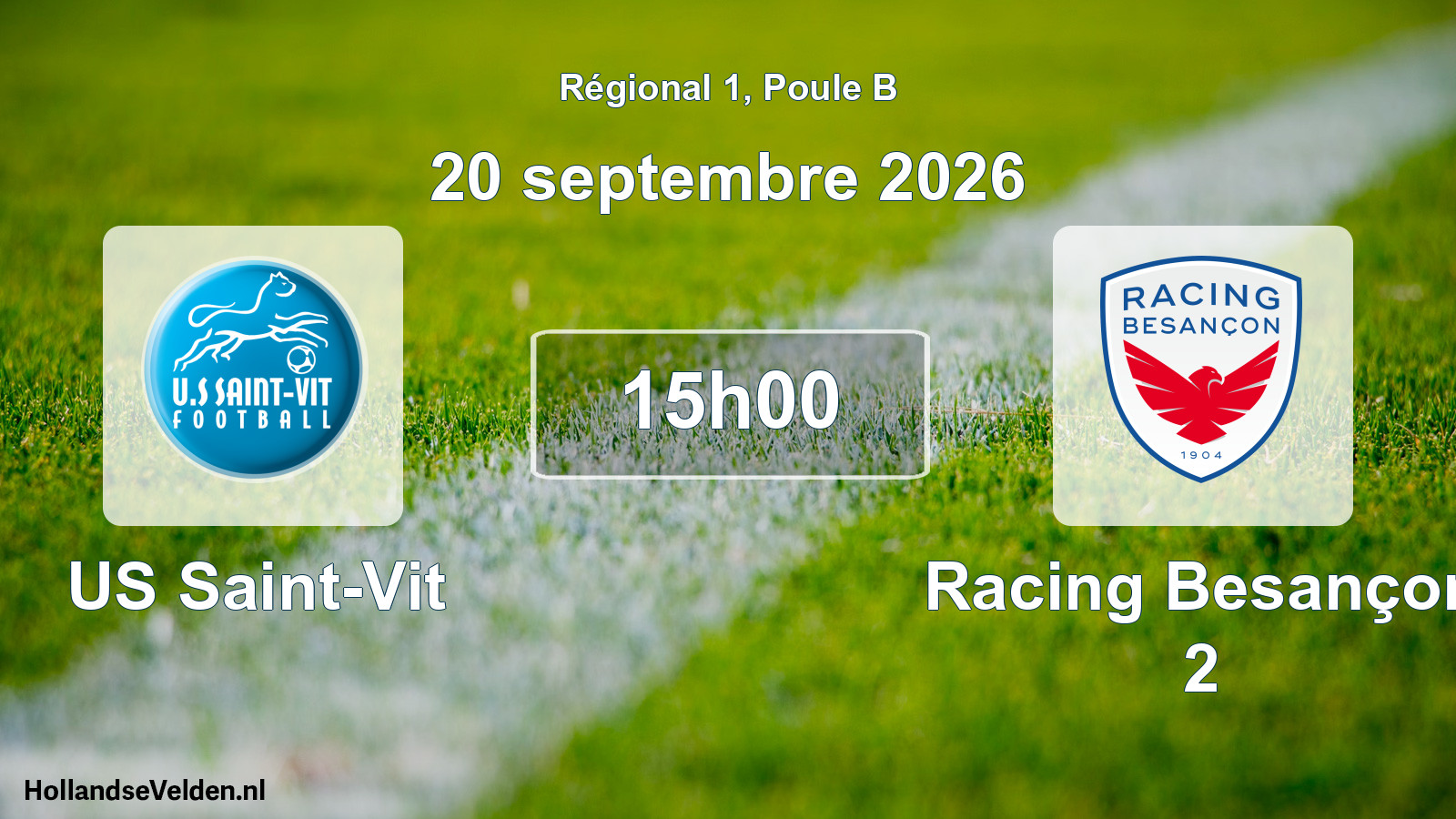 Match programmé: US Saint-Vit - Racing Besançon 2 (20 septembre 2026)