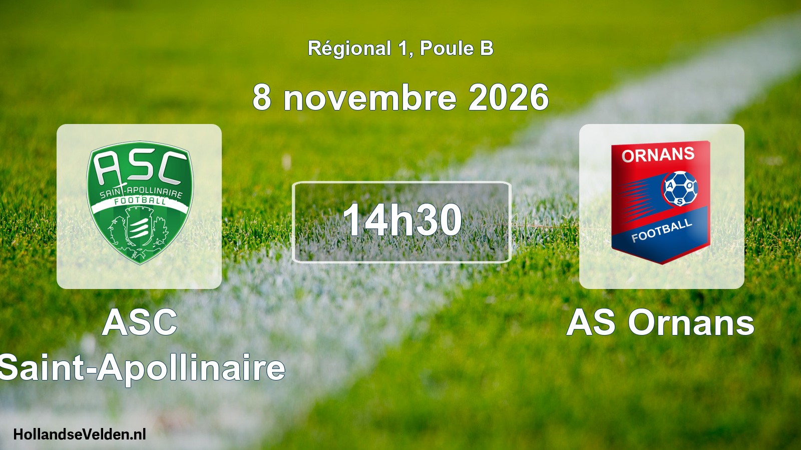 Match programmé: ASC Saint-Apollinaire - AS Ornans (8 novembre 2026)
