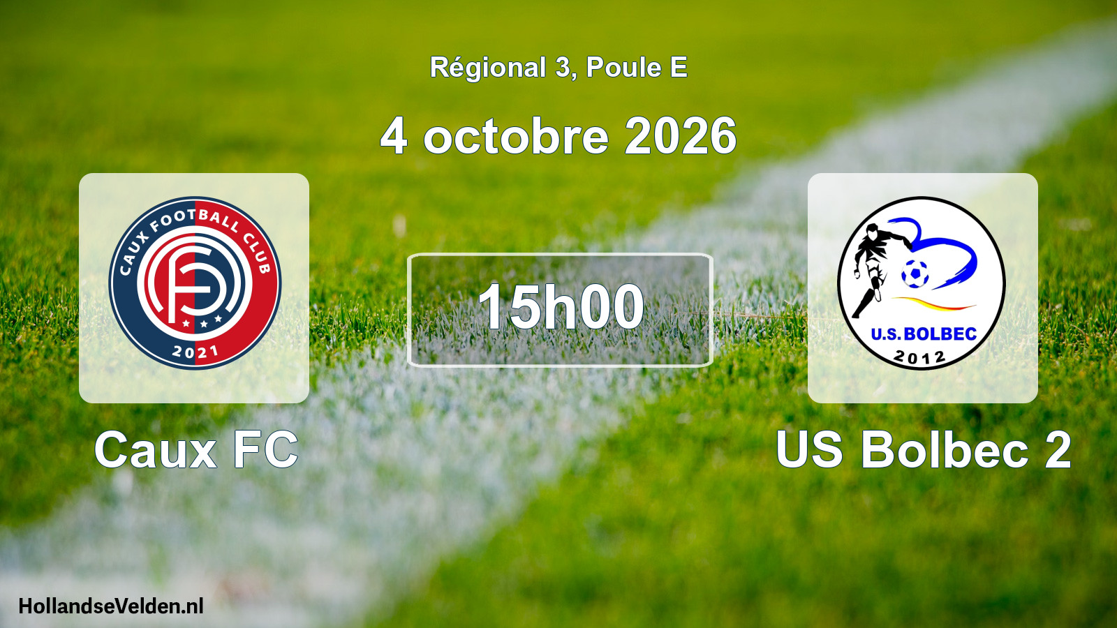 Match programmé: Caux FC - US Bolbec 2 (4 octobre 2026)