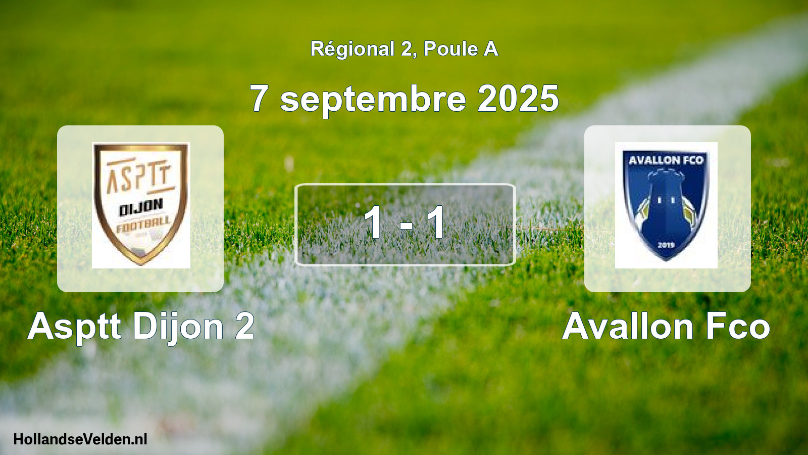 Gespeelde wedstrijd: Asptt Dijon 2 - Avallon Fco 1 - 1 (7 september 2025)