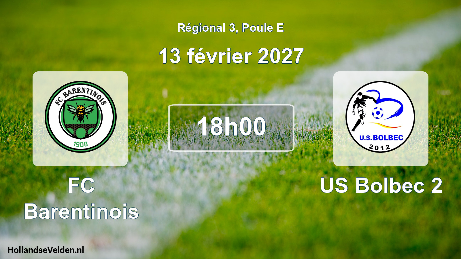Match programmé: FC Barentinois - US Bolbec 2 (13 février 2027)