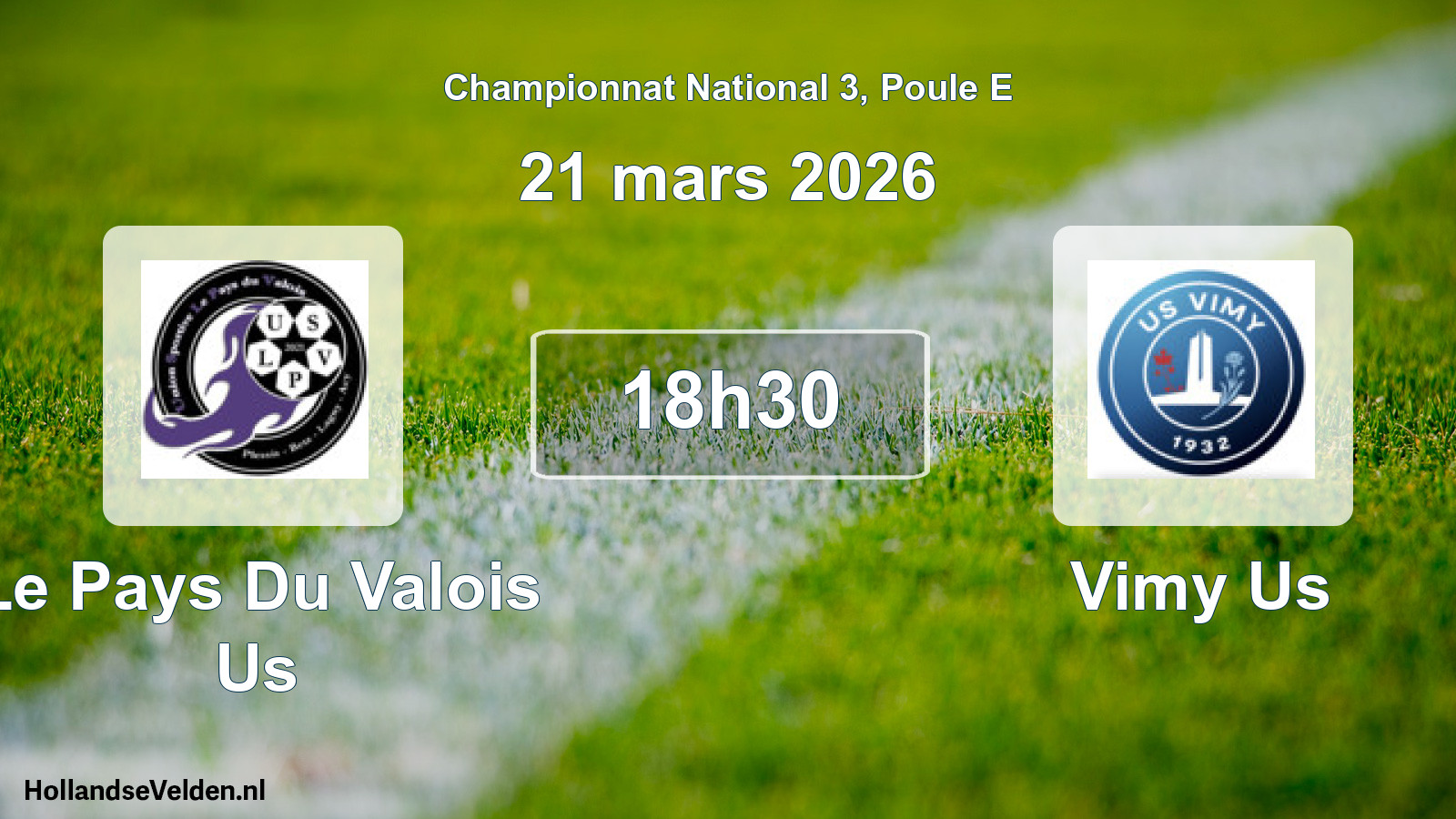 Geplande wedstrijd: Le Pays Du Valois Us - Vimy Us (21 maart 2026)