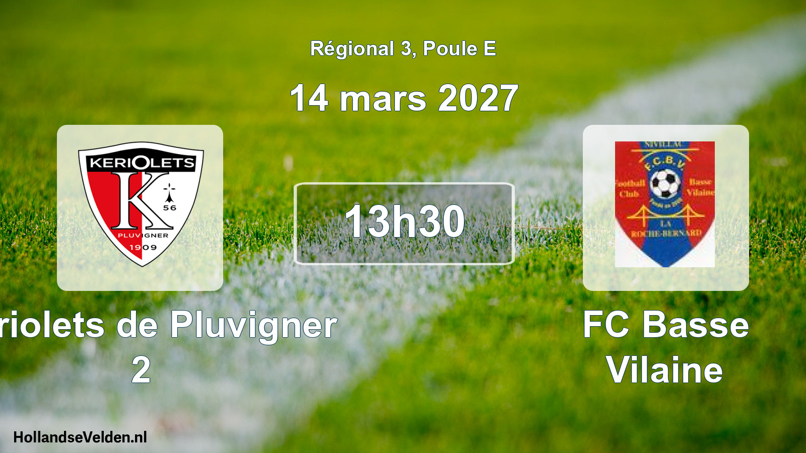 Match programmé: Keriolets de Pluvigner 2 - FC Basse Vilaine (14 mars 2027)
