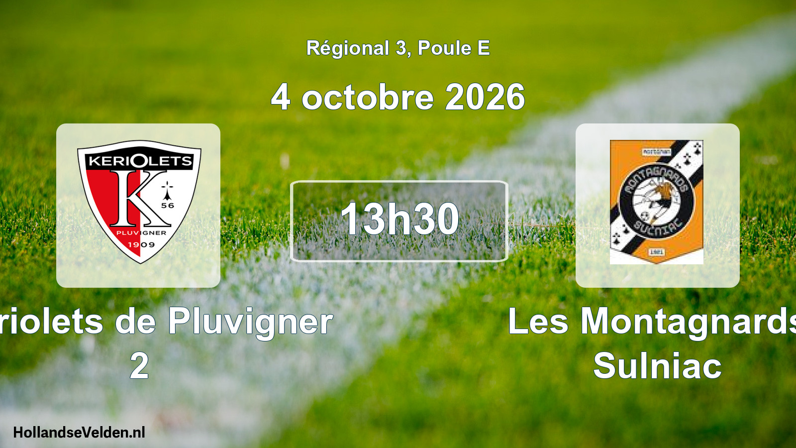 Match programmé: Keriolets de Pluvigner 2 - Les Montagnards Sulniac (4 octobre 2026)