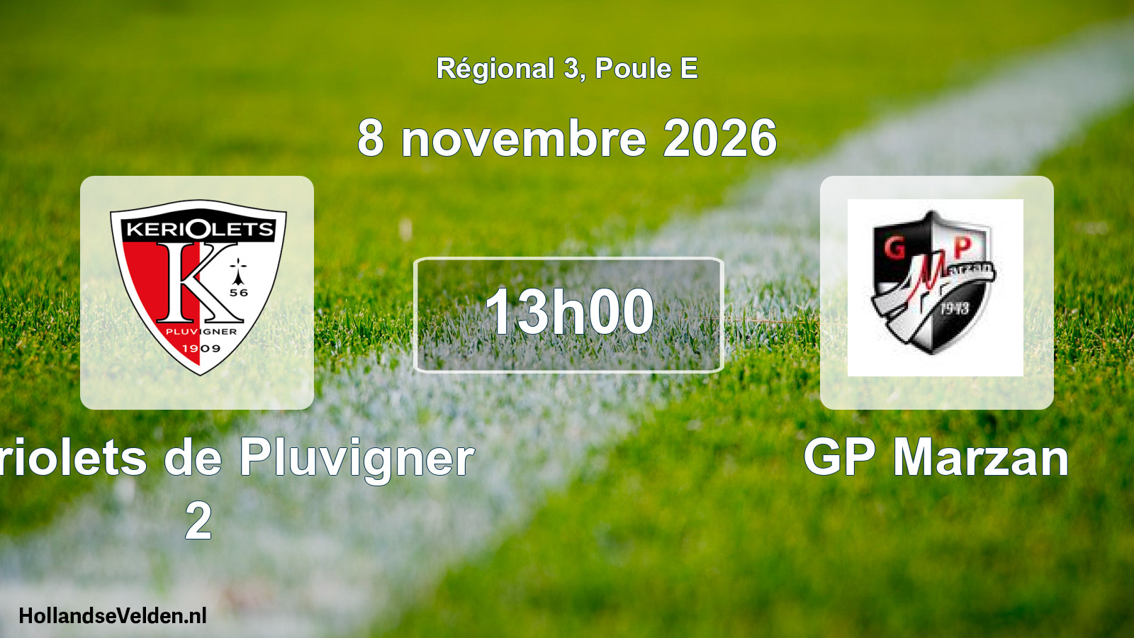 Match programmé: Keriolets de Pluvigner 2 - GP Marzan (8 novembre 2026)