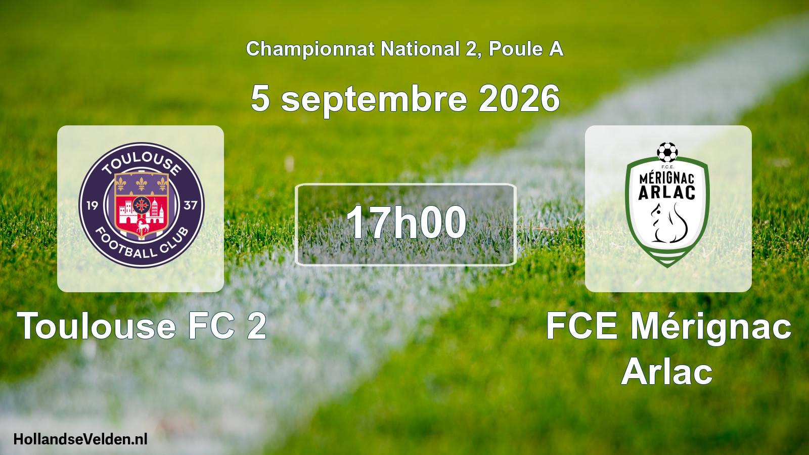 Scheduled Match: Toulouse FC 2 - FCE Mérignac Arlac (5 September 2026)