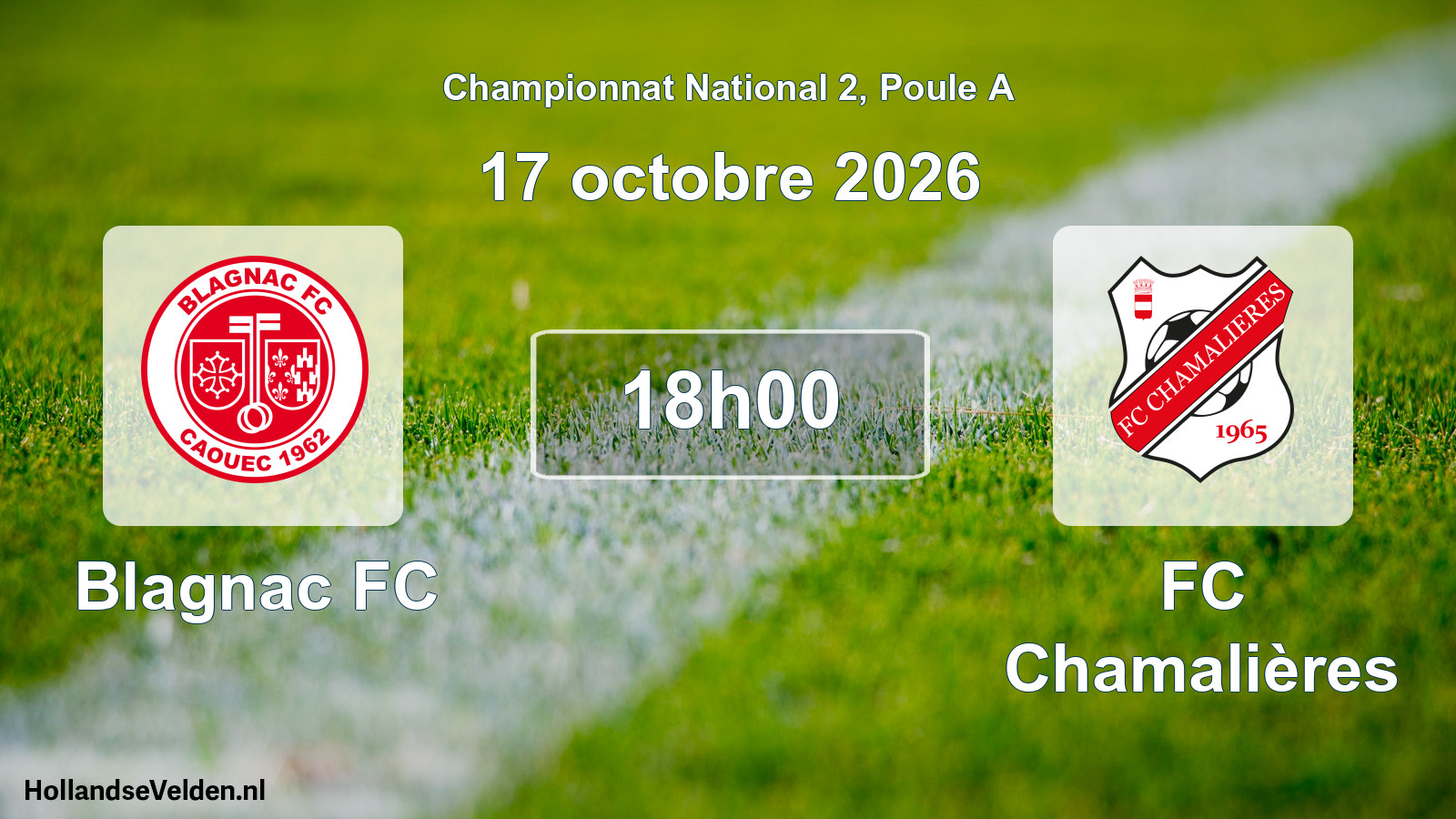 Match programmé: Blagnac FC - FC Chamalières (17 octobre 2026)