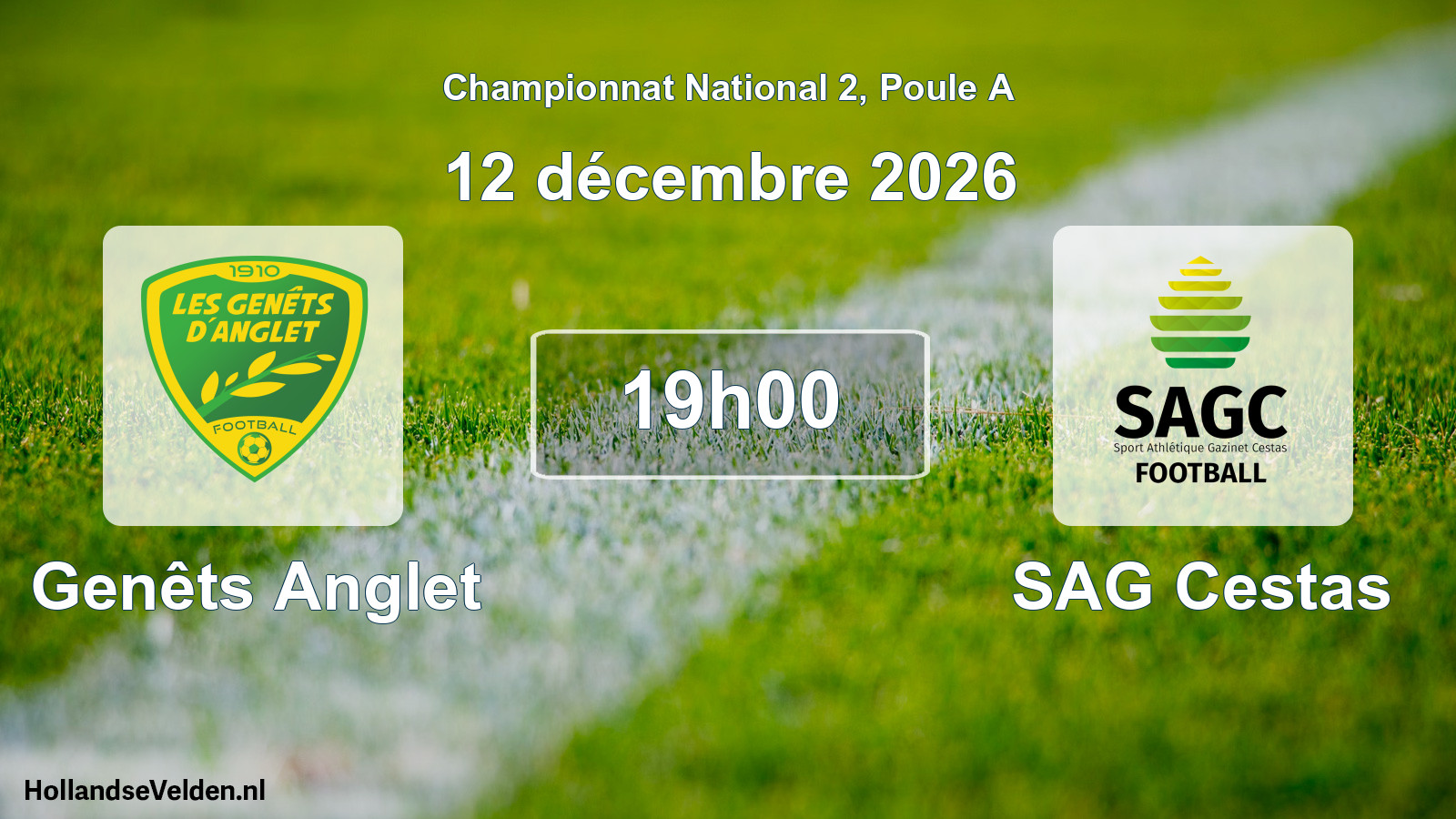 Geplande wedstrijd: Genêts Anglet - SAG Cestas (12 december 2026)