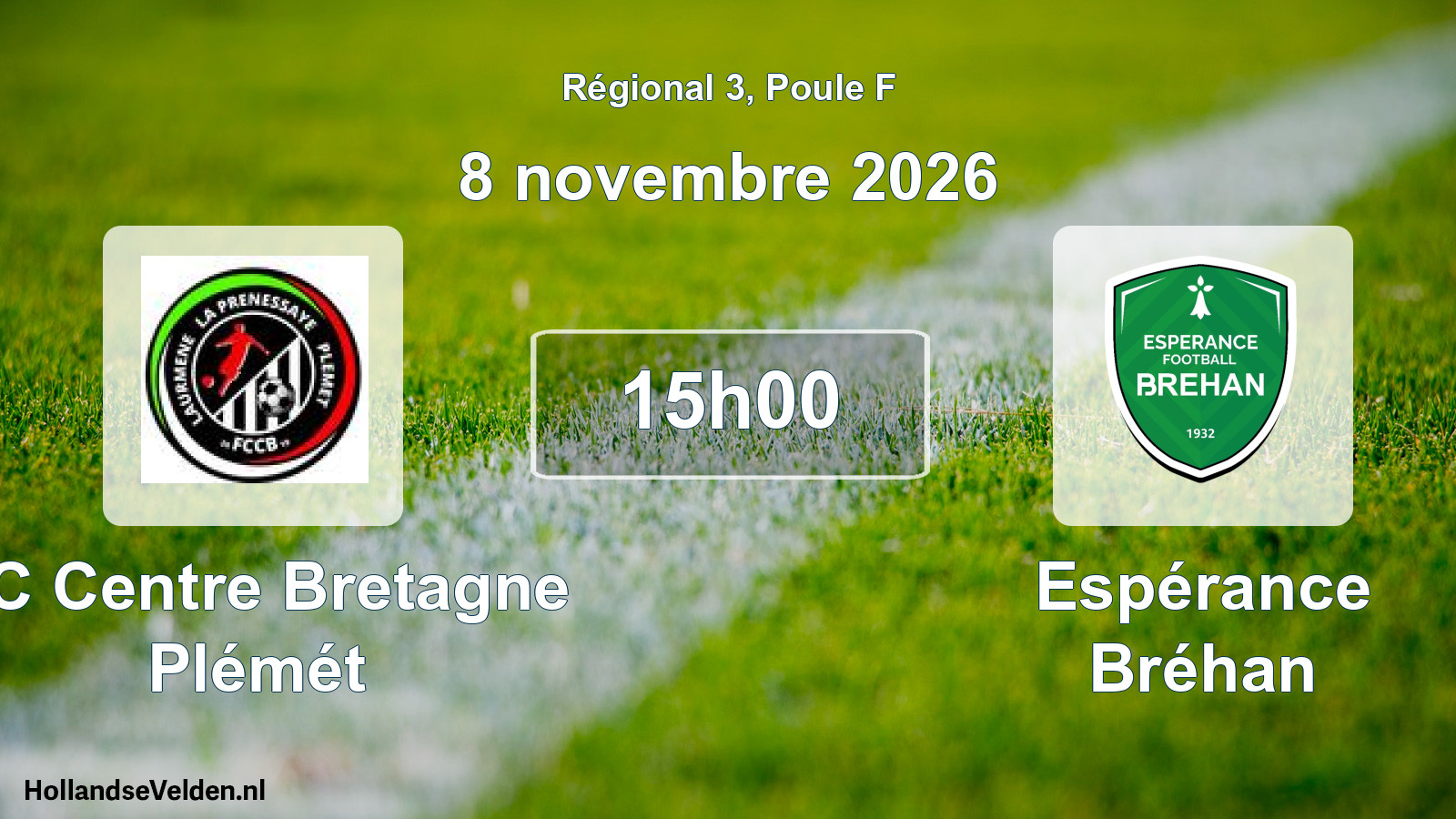 Scheduled Match: FC Centre Bretagne Plémét - Espérance Bréhan (8 November 2026)