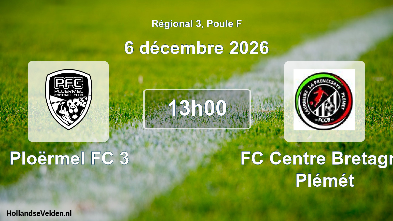 Scheduled Match: Ploërmel FC 3 - FC Centre Bretagne Plémét (6 December 2026)