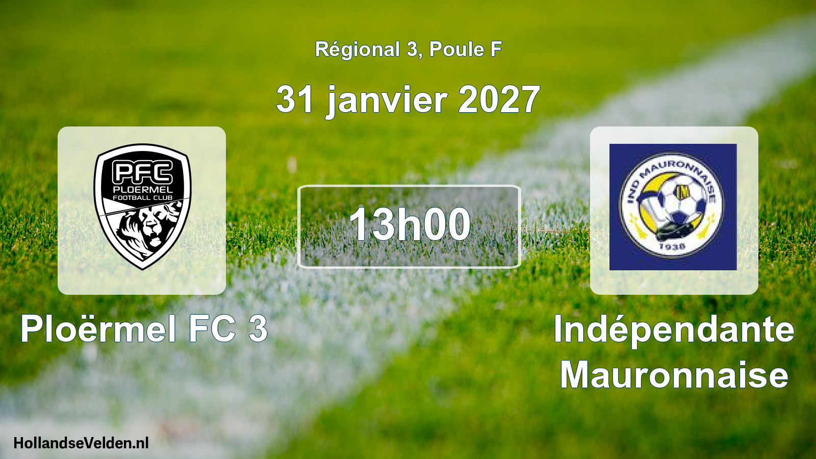 Scheduled Match: Ploërmel FC 3 - Indépendante Mauronnaise (31 January 2027)