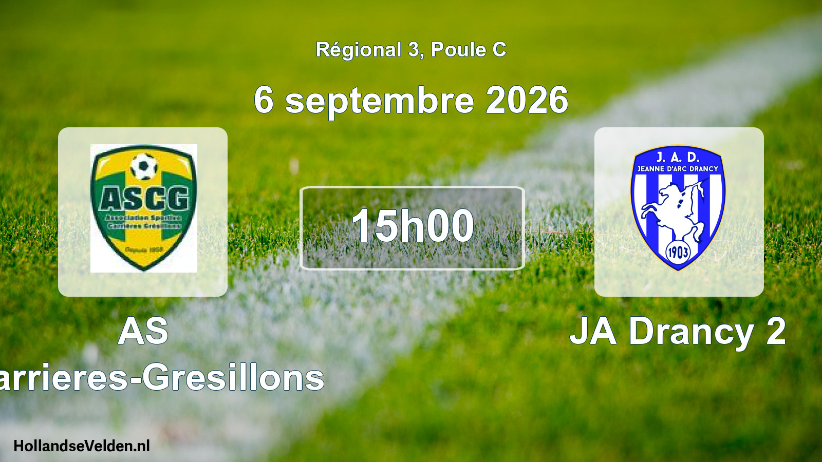 Scheduled Match: AS Carrieres-Gresillons - JA Drancy 2 (6 September 2026)