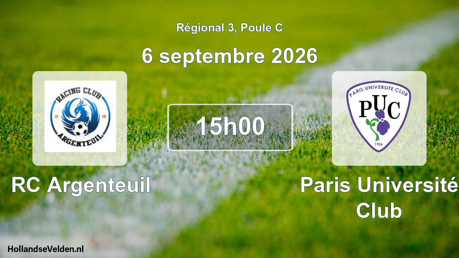 Scheduled Match: RC Argenteuil - Paris Université Club (6 September 2026)