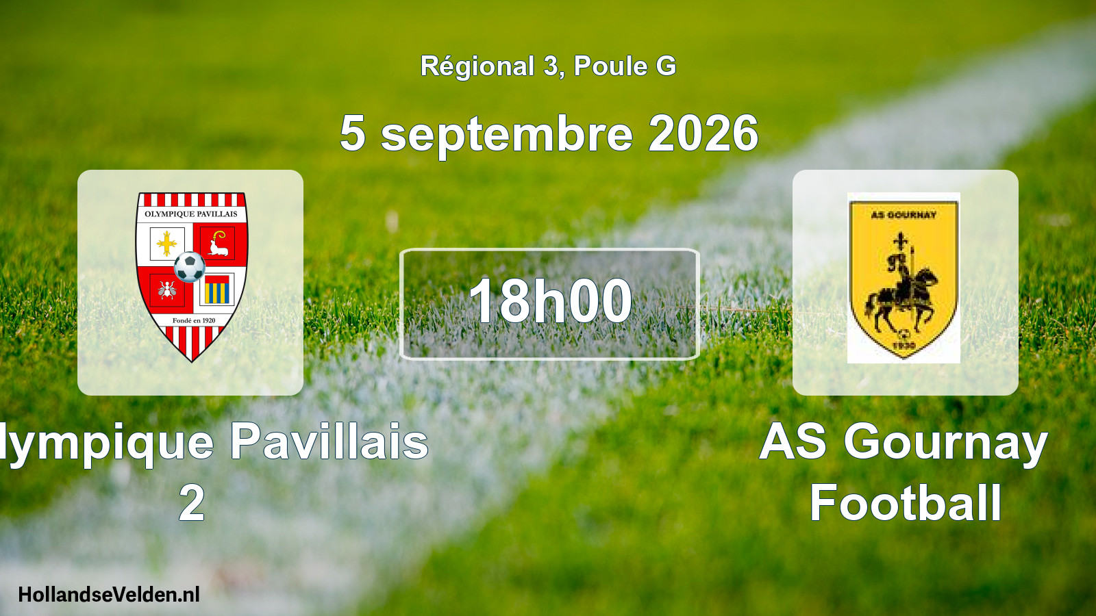 Scheduled Match: Olympique Pavillais 2 - AS Gournay Football (5 September 2026)