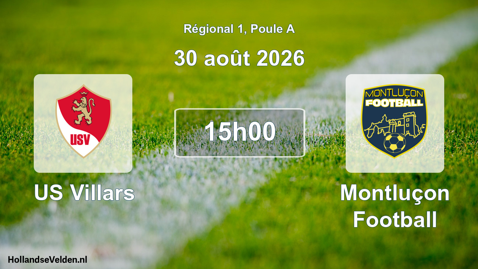 Match programmé: US Villars - Montluçon Football (30 août 2026)