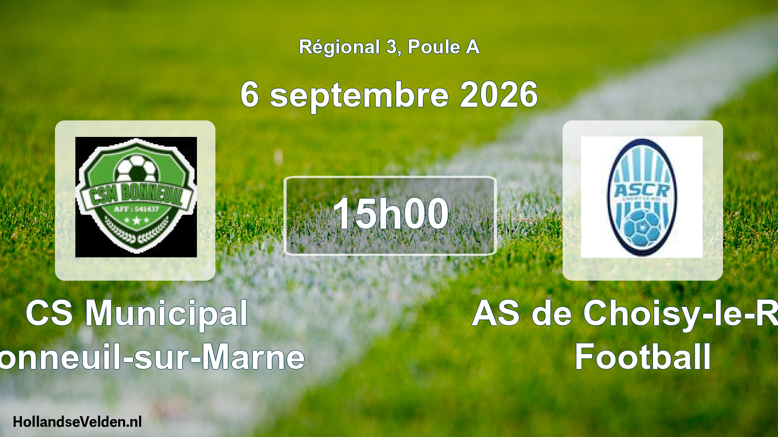 Scheduled Match: CS Municipal Bonneuil-sur-Marne - AS de Choisy-le-Roi Football (6 September 2026)