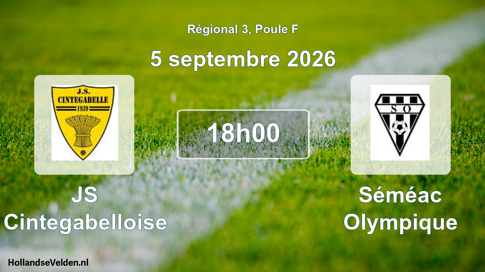 Match programmé: JS Cintegabelloise - Séméac Olympique (5 septembre 2026)
