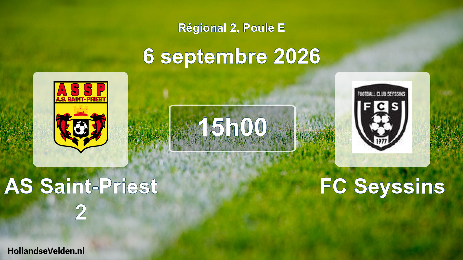 Scheduled Match: AS Saint-Priest 2 - FC Seyssins (6 September 2026)