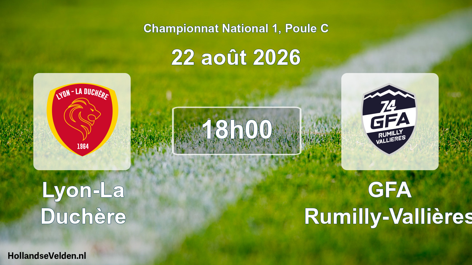 Match programmé: Lyon-La Duchère - GFA Rumilly-Vallières (22 août 2026)