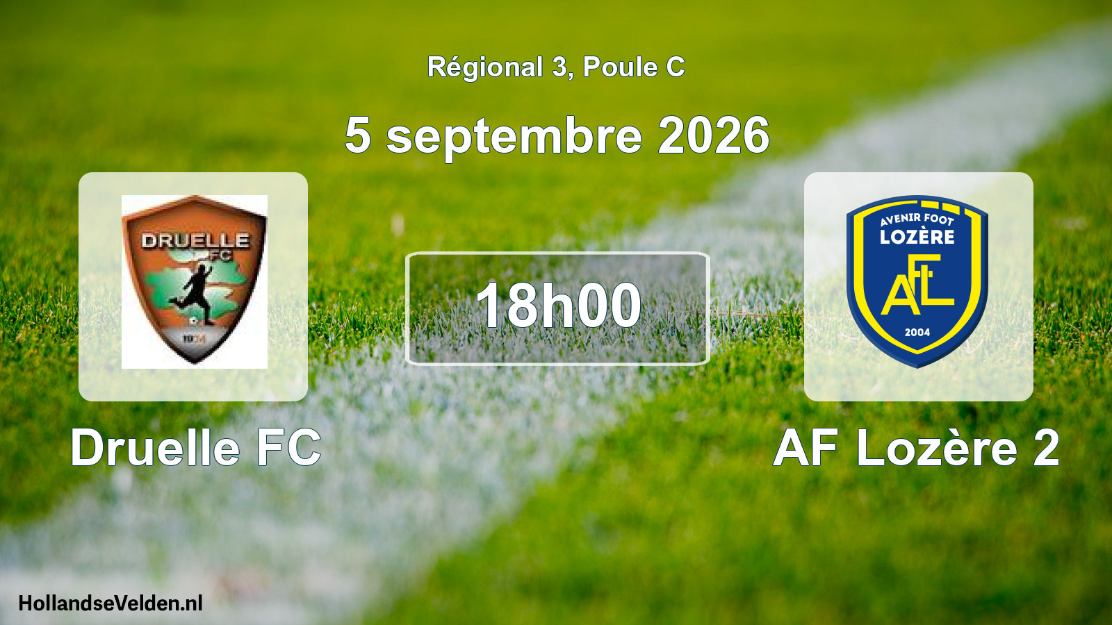Match programmé: Druelle FC - AF Lozère 2 (5 septembre 2026)