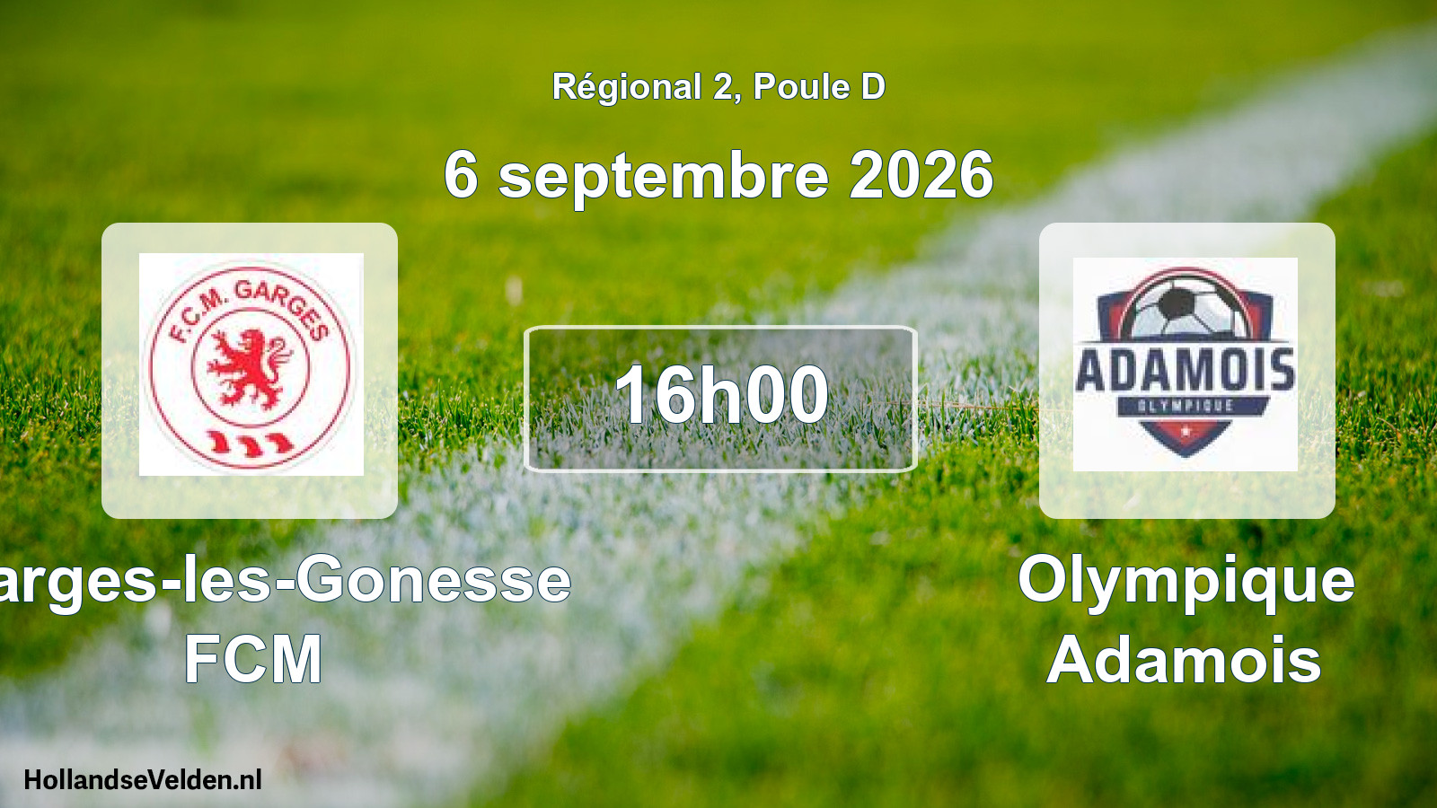 Scheduled Match: Garges-les-Gonesse FCM - Olympique Adamois (6 September 2026)