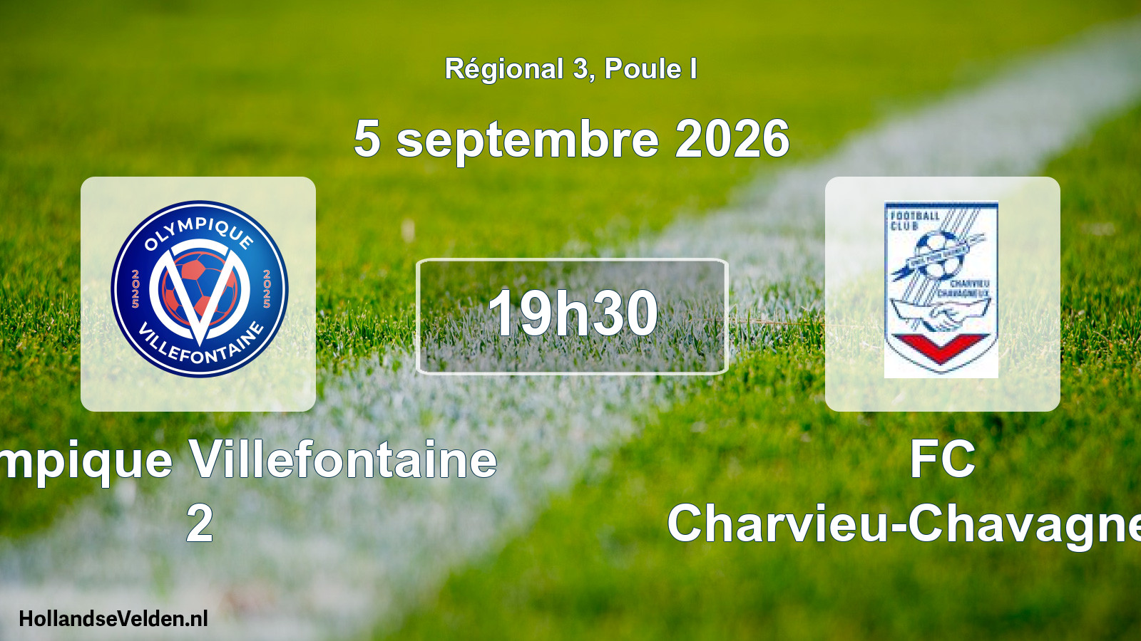Match programmé: Olympique Villefontaine 2 - FC Charvieu-Chavagneux (5 septembre 2026)