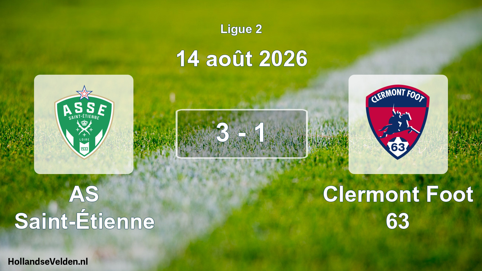 Total number of matches played: AS Saint-Étienne - Clermont Foot 63 3 - 1 (14 August 2026)
