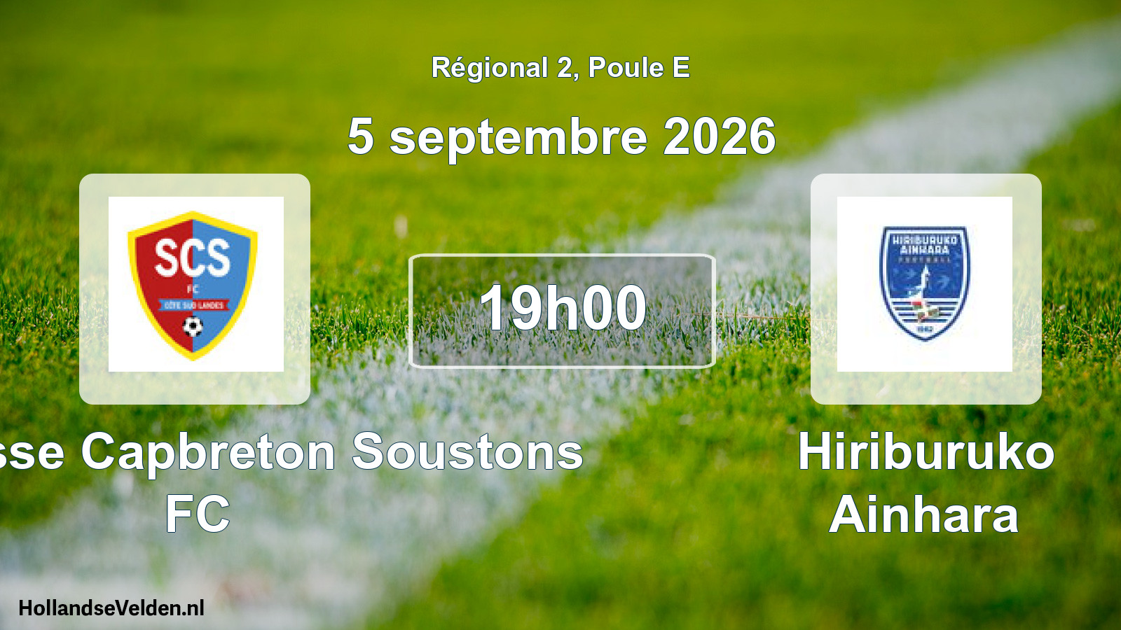 Scheduled Match: Seignosse Capbreton Soustons FC - Hiriburuko Ainhara (5 September 2026)